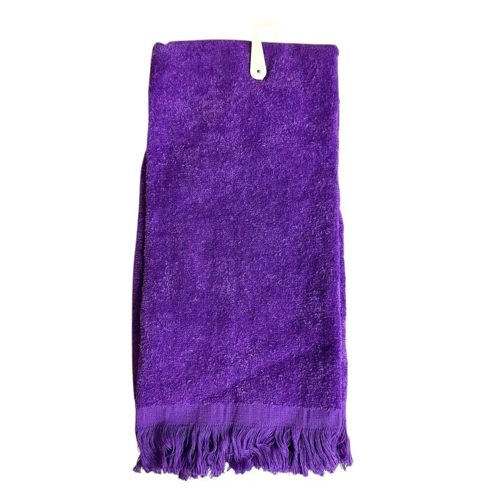 VTG Halloween Hand Towel Purple Ghost Embroidered Fringe Seasonal Accents ￼